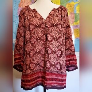 Womens Boho Pullover Top XL